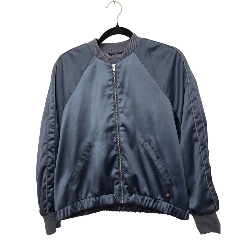 Abercrombie & Fitch Women's Satin Bomber Jacket Blue Size M‎